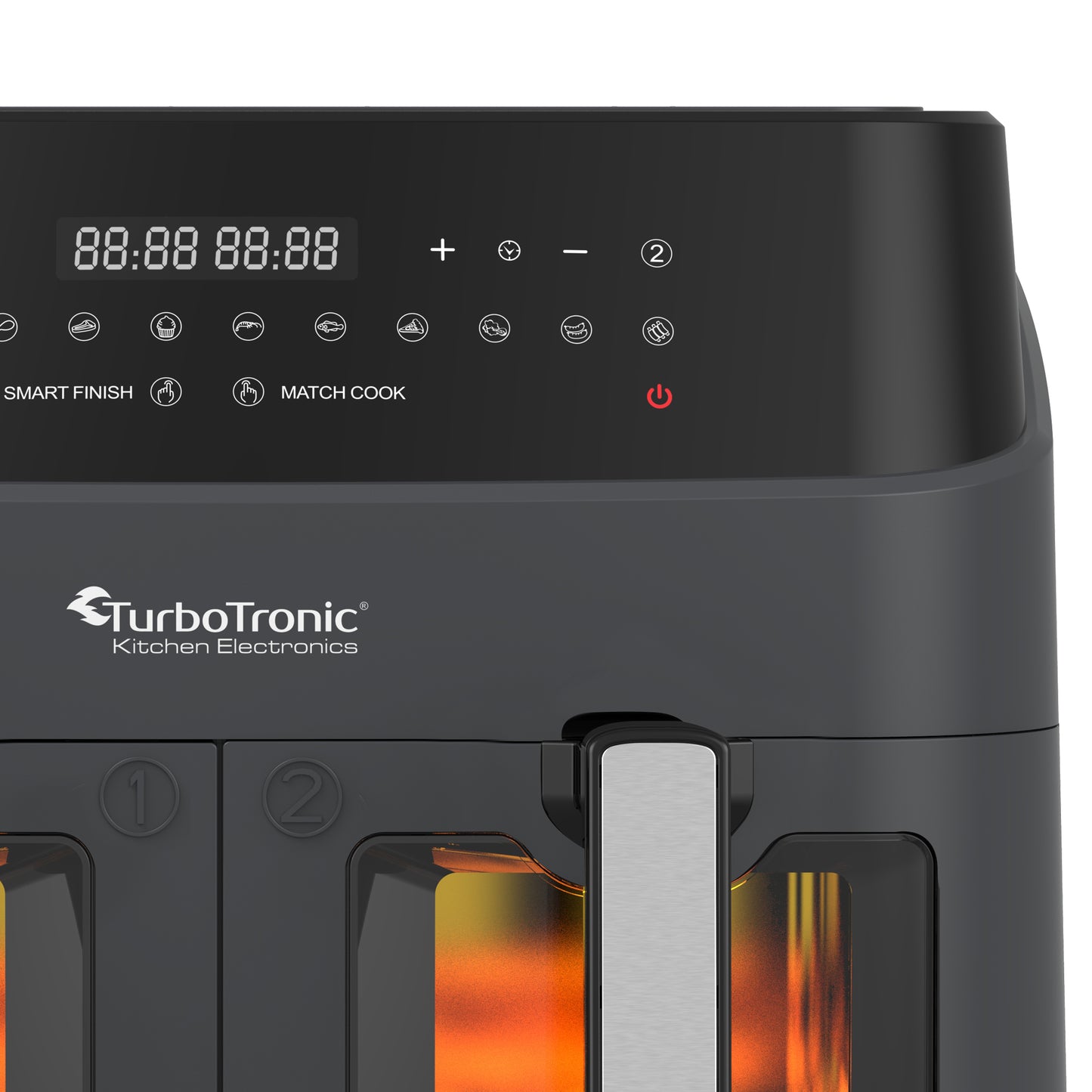 TurboTronic DAF6W Dobbel Airfryer XXL med vindu - 9 Liter - Grå